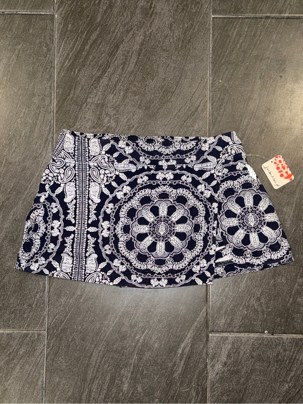 Free People Patterned Navy and White Mini Skort